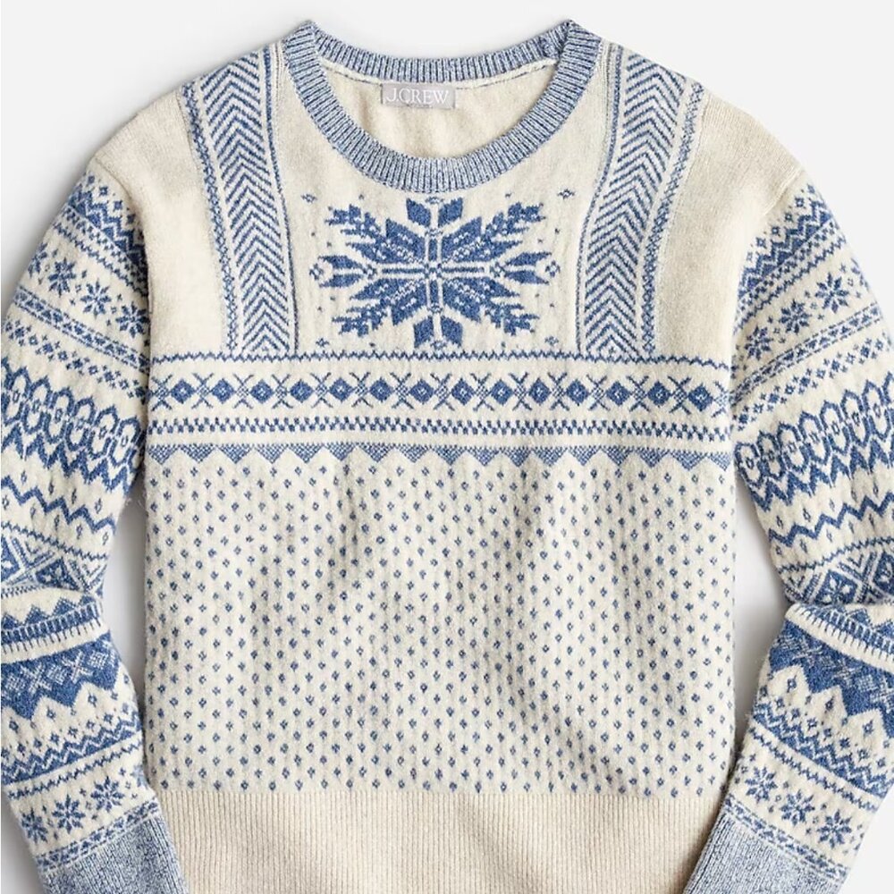 J.Crew Fair Isle Snowflake Crewneck Sweater